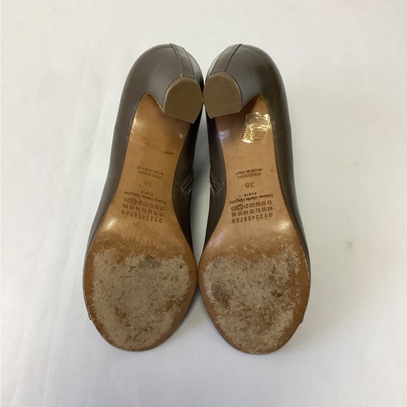 MAISON MARTIN MARGIELA Leather Peep Toe Ankle Brown Booties 8 ITALY  Cone Heel - Picture 5 of 6